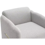 Poltrona di design moderna Bouclé con braccioli ondulati – Struttura in compensato