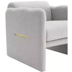 Poltrona di design moderna Bouclé con braccioli ondulati – Struttura in compensato