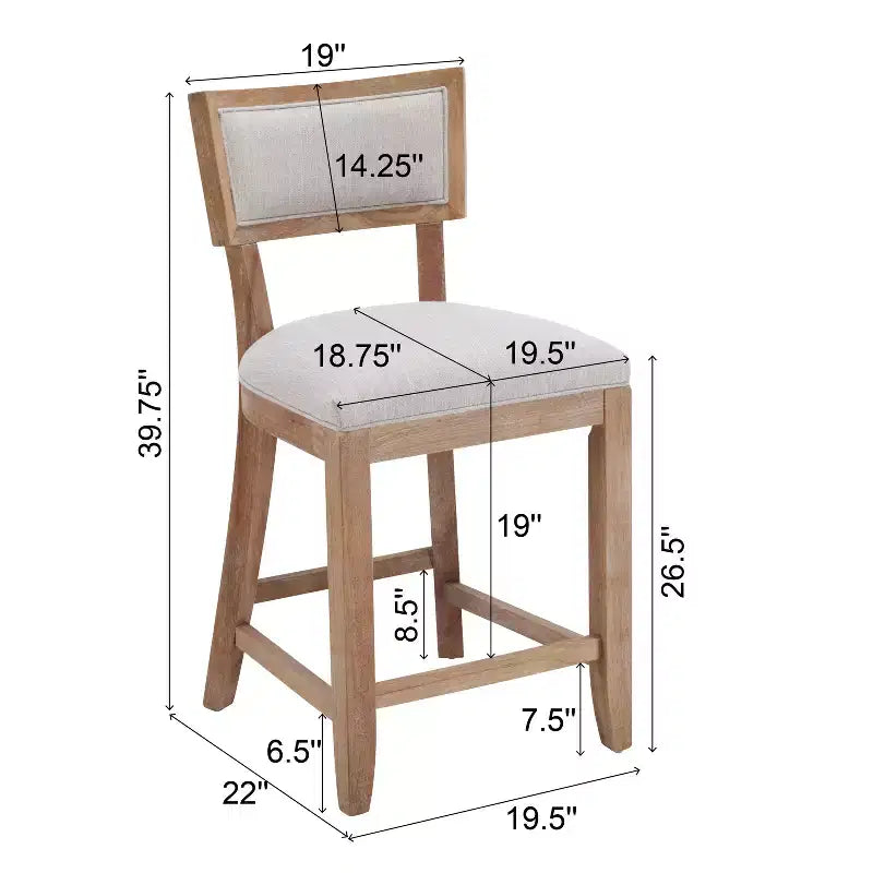 Sgabello da bancone imbottito da 67,3 cm con struttura in legno di Hevea – Set da 2