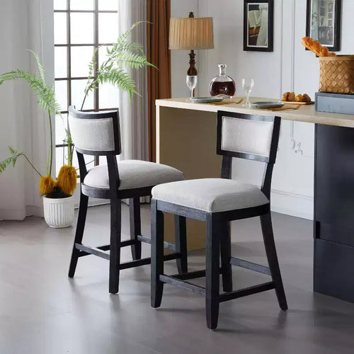 Sgabello da bancone imbottito da 67,3 cm con struttura in legno di Hevea – Set da 2