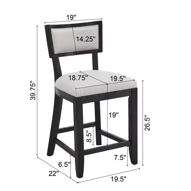 Sgabello da bancone imbottito da 67,3 cm con struttura in legno di Hevea – Set da 2