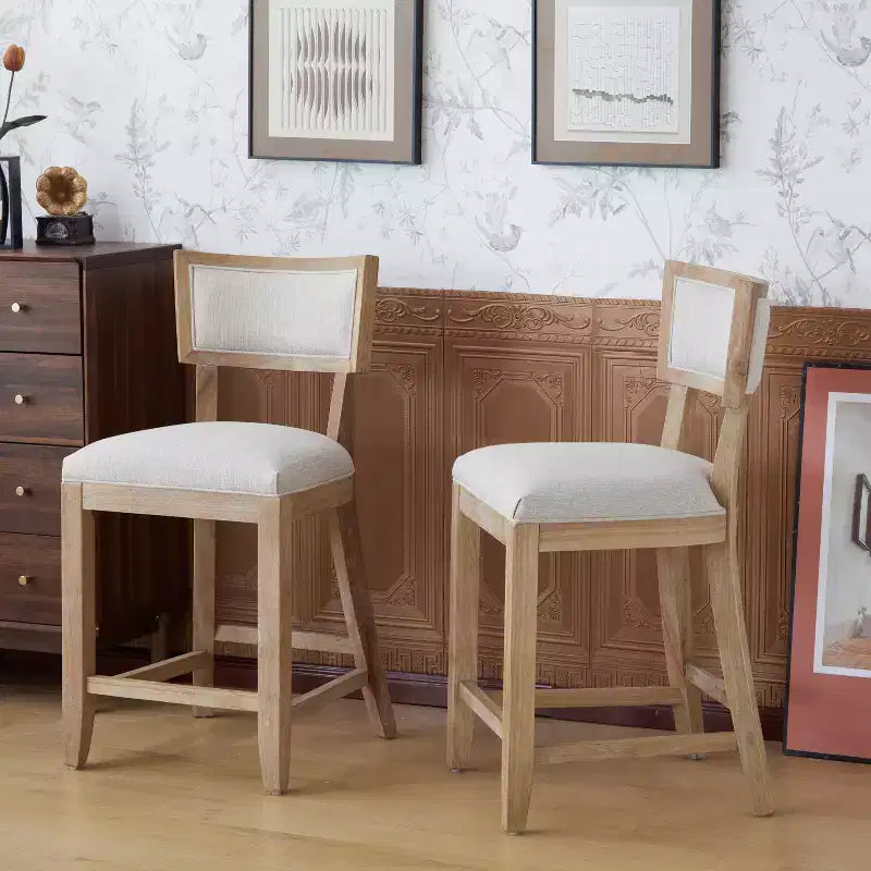 Sgabello da bancone imbottito da 67,3 cm con struttura in legno di Hevea – Set da 2