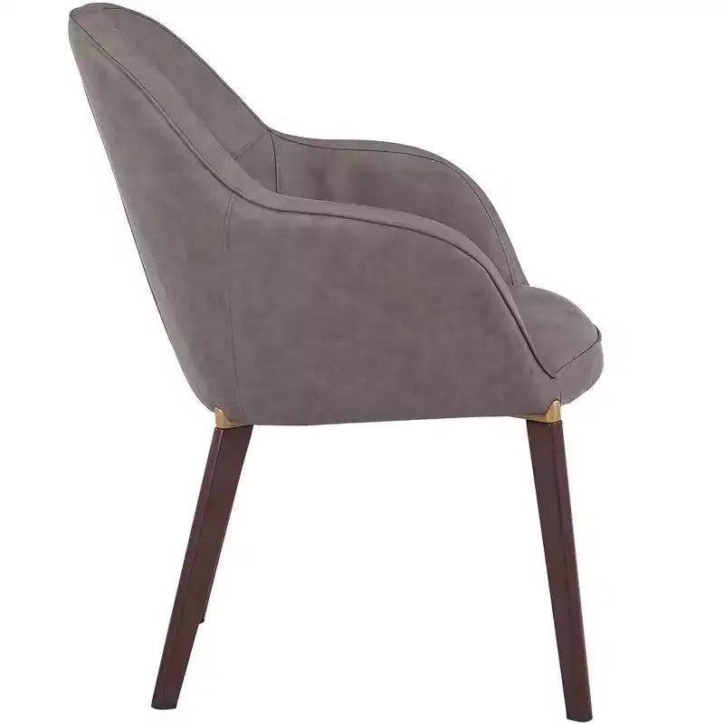 Sedia da pranzo Barrel Back – Rivestimento in pelle o velluto, gambe in ferro verniciato a polvere
