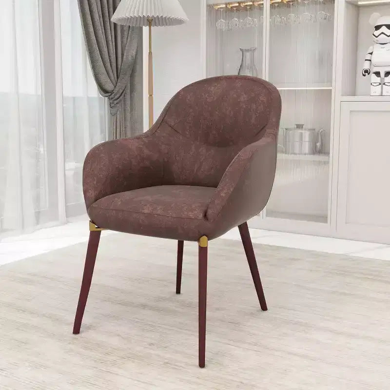 Sedia da pranzo Barrel Back – Rivestimento in pelle o velluto, gambe in ferro verniciato a polvere