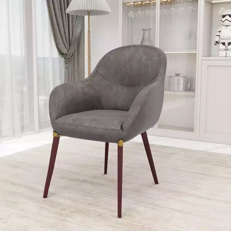 Sedia da pranzo Barrel Back – Rivestimento in pelle o velluto, gambe in ferro verniciato a polvere