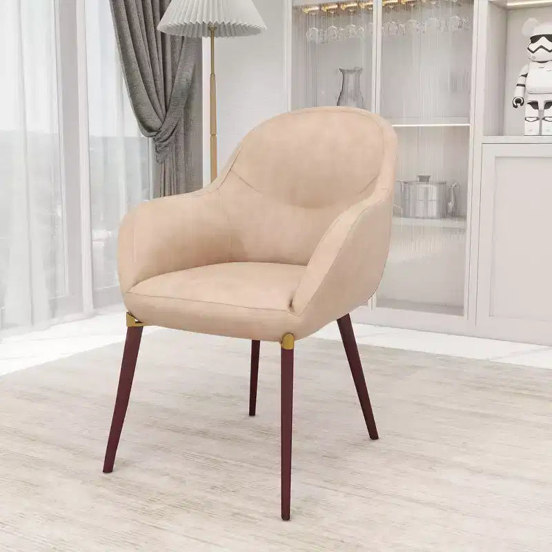 Sedia da pranzo Barrel Back – Rivestimento in pelle o velluto, gambe in ferro verniciato a polvere