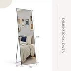 JIONJOY Specchio a figura intera 16x59, vetro HD infrangibile, cornice in metallo, montaggio a pavimento/parete per camera da letto, armadio, ingresso