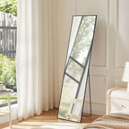 JIONJOY Specchio a figura intera 16x59, vetro HD infrangibile, cornice in metallo, montaggio a pavimento/parete per camera da letto, armadio, ingresso