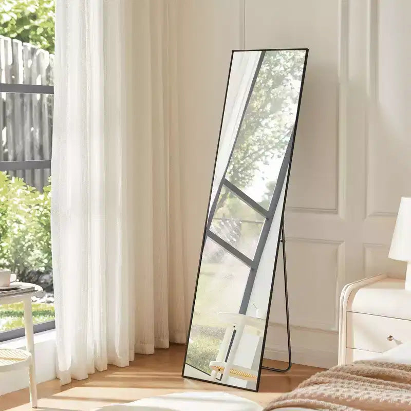 JIONJOY Specchio a figura intera 16x59, vetro HD infrangibile, cornice in metallo, montaggio a pavimento/parete per camera da letto, armadio, ingresso