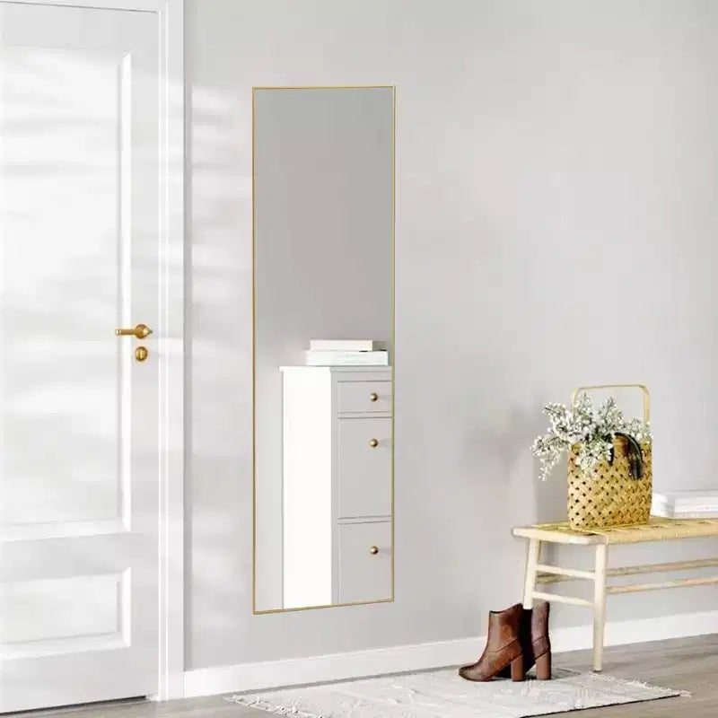JIONJOY Specchio a figura intera 16x59, vetro HD infrangibile, cornice in metallo, montaggio a pavimento/parete per camera da letto, armadio, ingresso