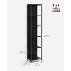 Libreria LED a 6 Ripiani, Scaffale Espositivo con Luci Dimmerabili, Libreria Illuminata a LED, 30,2 x 39,9 x 178,5 cm, Nero con Venature del Legno