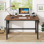 Costway 1/2/4 PZ Scrivania per computer con rotelle, Struttura in metallo, Tavolo per PC portatile con piano in legno, Postazione di lavoro per studio