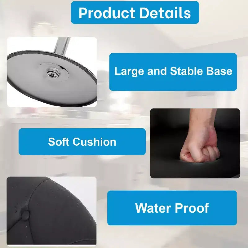 Sedia da toilette e sgabello da bar con altezza regolabile – Ecopelle trapuntata, girevole a 360°