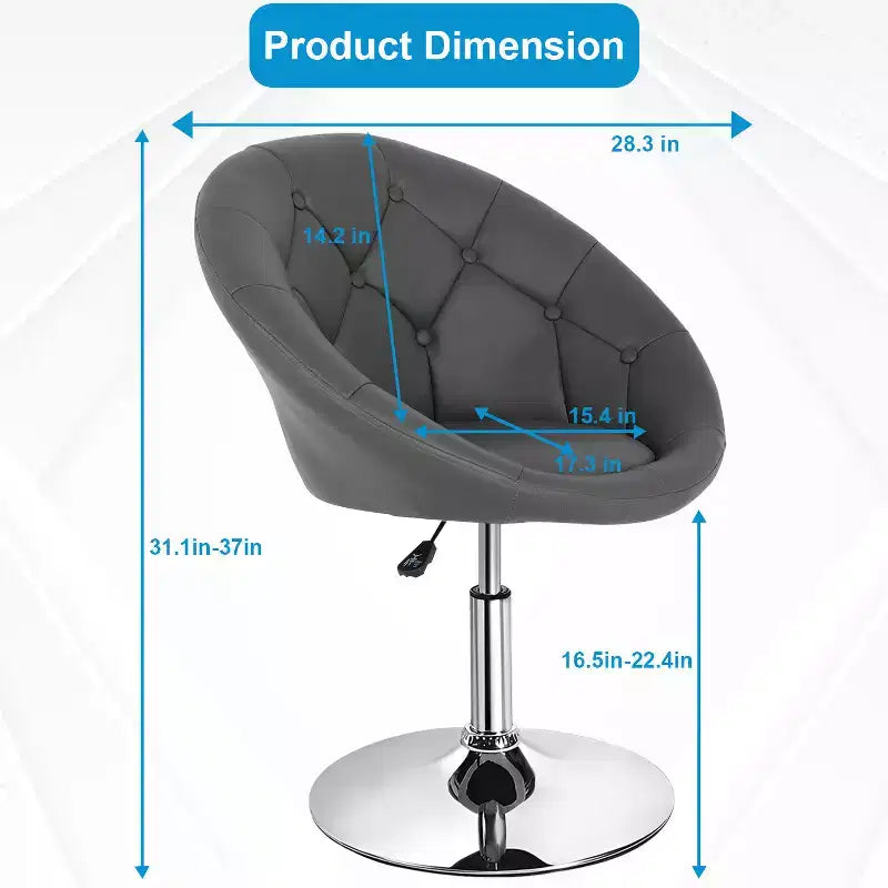 Sedia da toilette e sgabello da bar con altezza regolabile – Ecopelle trapuntata, girevole a 360°