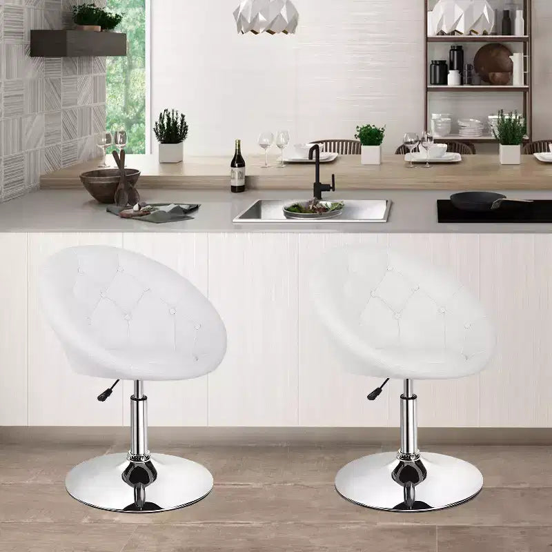 Sedia da toilette e sgabello da bar con altezza regolabile – Ecopelle trapuntata, girevole a 360°