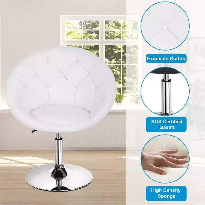Sedia da toilette e sgabello da bar con altezza regolabile – Ecopelle trapuntata, girevole a 360°