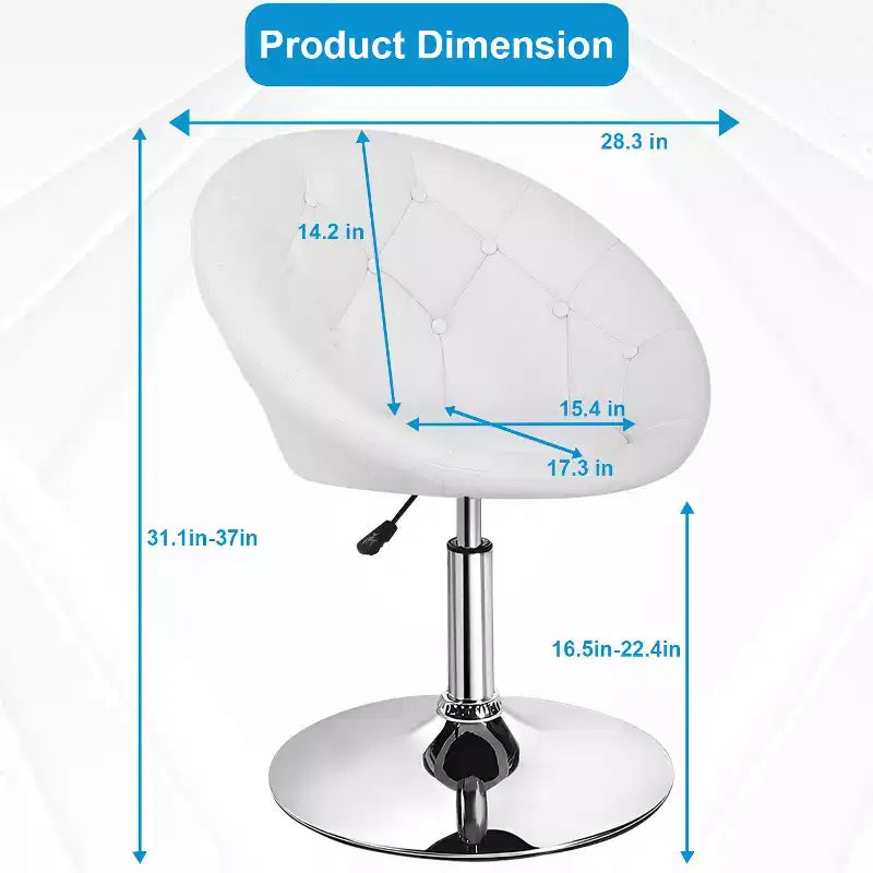 Sedia da toilette e sgabello da bar con altezza regolabile – Ecopelle trapuntata, girevole a 360°