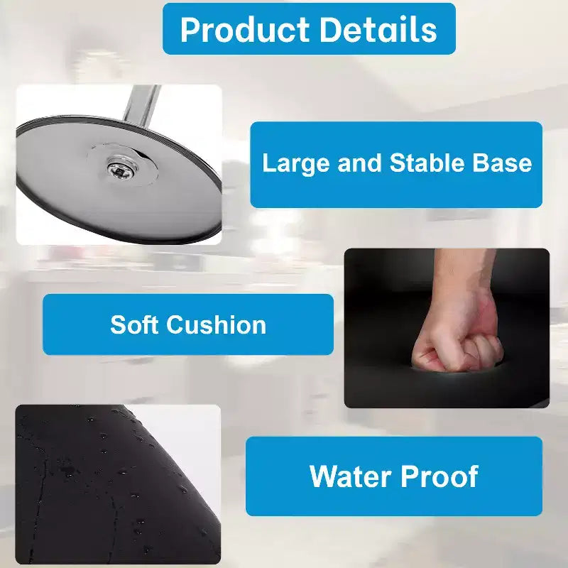Sedia da toilette e sgabello da bar con altezza regolabile – Ecopelle trapuntata, girevole a 360°