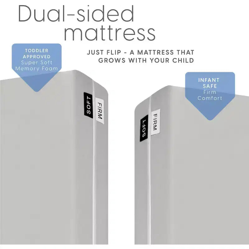 Materasso in memory foam fronte/retro per culla e lettino con rivestimento in cotone