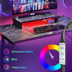 Scrivania da Gaming da 42" con Luci LED RGB, Supporto Monitor, Gancio per Cuffie e Portabicchieri