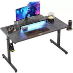 Scrivania da Gaming da 42" con Luci LED RGB, Supporto Monitor, Gancio per Cuffie e Portabicchieri