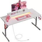 Scrivania da Gaming da 42" con Luci LED RGB, Supporto Monitor, Gancio per Cuffie e Portabicchieri