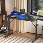 Scrivania da Gaming da 42" con Luci LED RGB, Supporto Monitor, Gancio per Cuffie e Portabicchieri