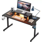 Scrivania da Gaming da 42" con Luci LED RGB, Supporto Monitor, Gancio per Cuffie e Portabicchieri