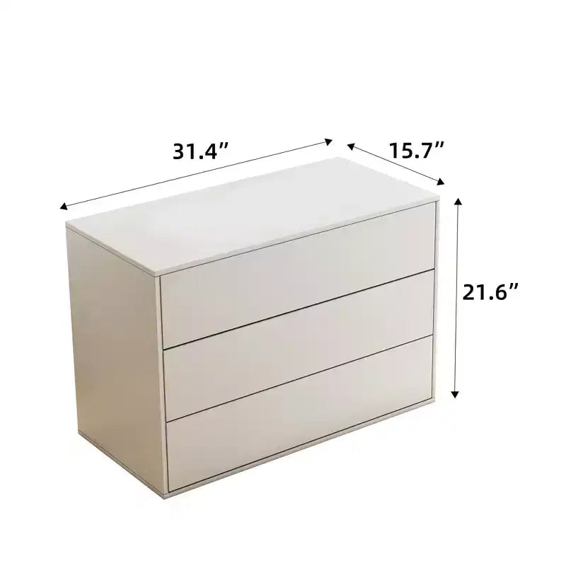 Comodino e cassettiera moderni a 3 cassetti – MDF, bianco sporco, scorrimento facile