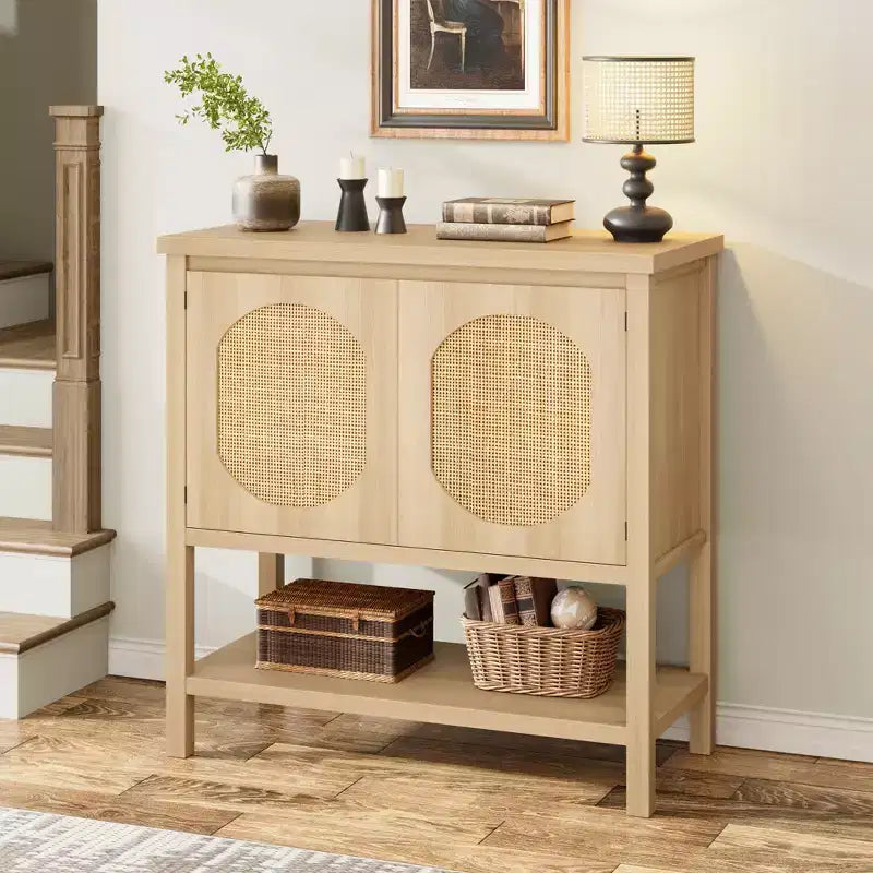 Mobile da Caffè con Ante, Armadietto Credenza Contenitore per Cucina, Sala da Pranzo, Salotto
