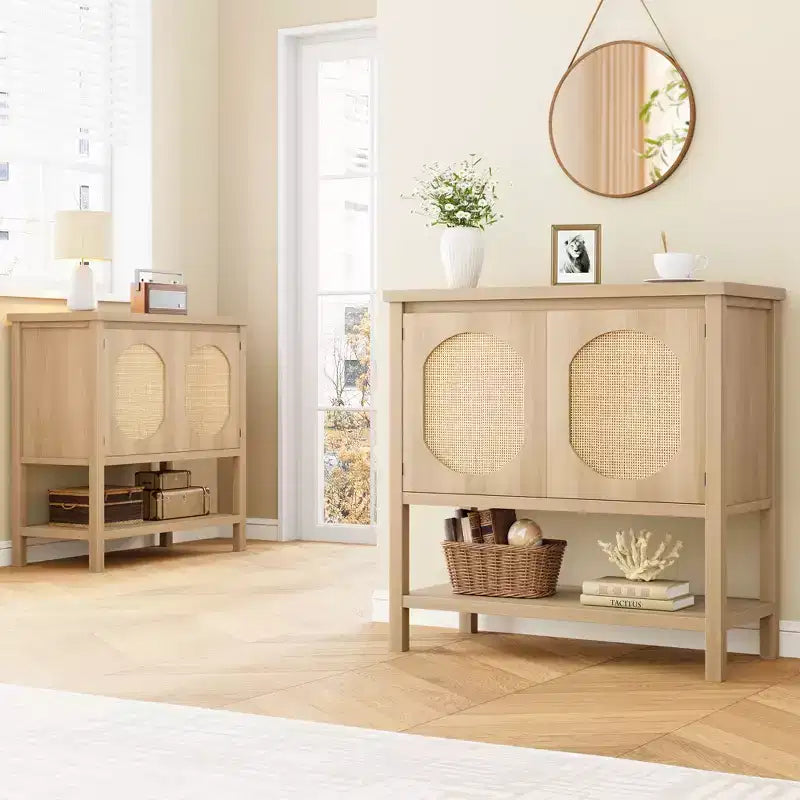 Mobile da Caffè con Ante, Armadietto Credenza Contenitore per Cucina, Sala da Pranzo, Salotto