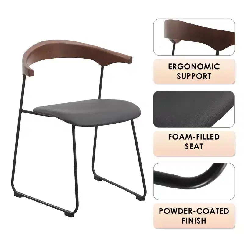 Sedia da Pranzo Imbottita con Schienale in Faggio e Gambe in Ferro – Set da 4