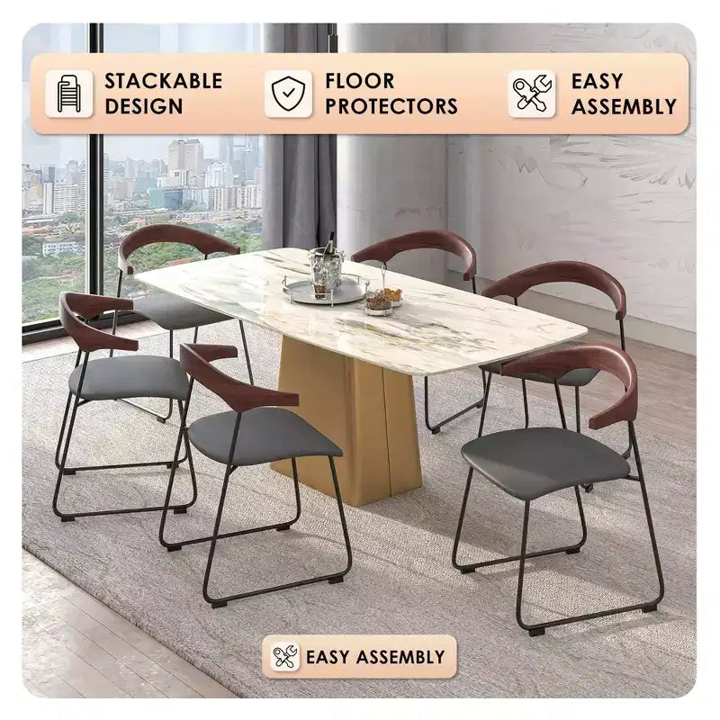 Sedia da Pranzo Imbottita con Schienale in Faggio e Gambe in Ferro – Set da 4