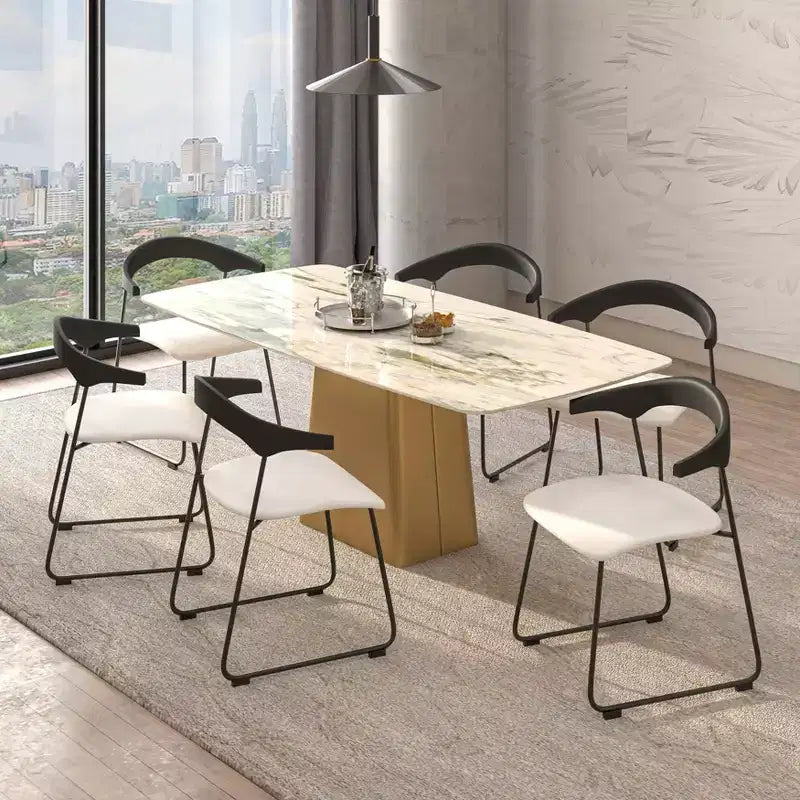 Sedia da Pranzo Imbottita con Schienale in Faggio e Gambe in Ferro – Set da 4