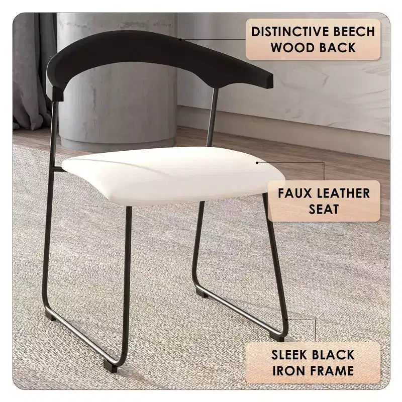 Sedia da Pranzo Imbottita con Schienale in Faggio e Gambe in Ferro – Set da 4