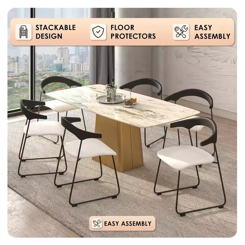 Sedia da Pranzo Imbottita con Schienale in Faggio e Gambe in Ferro – Set da 4