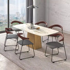 Sedia da Pranzo Imbottita con Schienale in Faggio e Gambe in Ferro – Set da 4