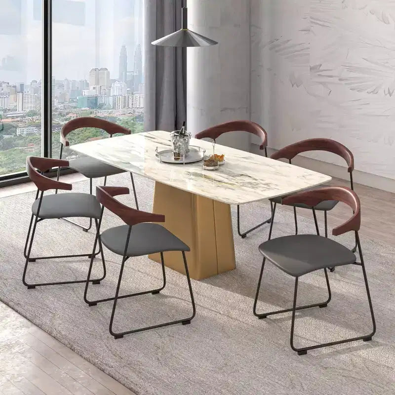 Sedia da Pranzo Imbottita con Schienale in Faggio e Gambe in Ferro – Set da 4