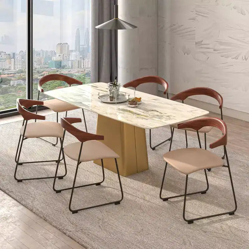 Sedia da Pranzo Imbottita con Schienale in Faggio e Gambe in Ferro – Set da 4