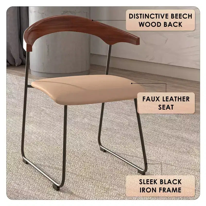 Sedia da Pranzo Imbottita con Schienale in Faggio e Gambe in Ferro – Set da 4