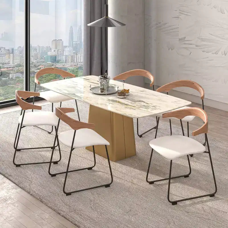 Sedia da Pranzo Imbottita con Schienale in Faggio e Gambe in Ferro – Set da 4