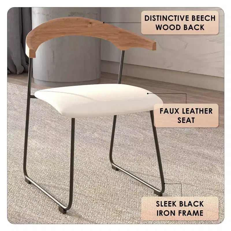 Sedia da Pranzo Imbottita con Schienale in Faggio e Gambe in Ferro – Set da 4