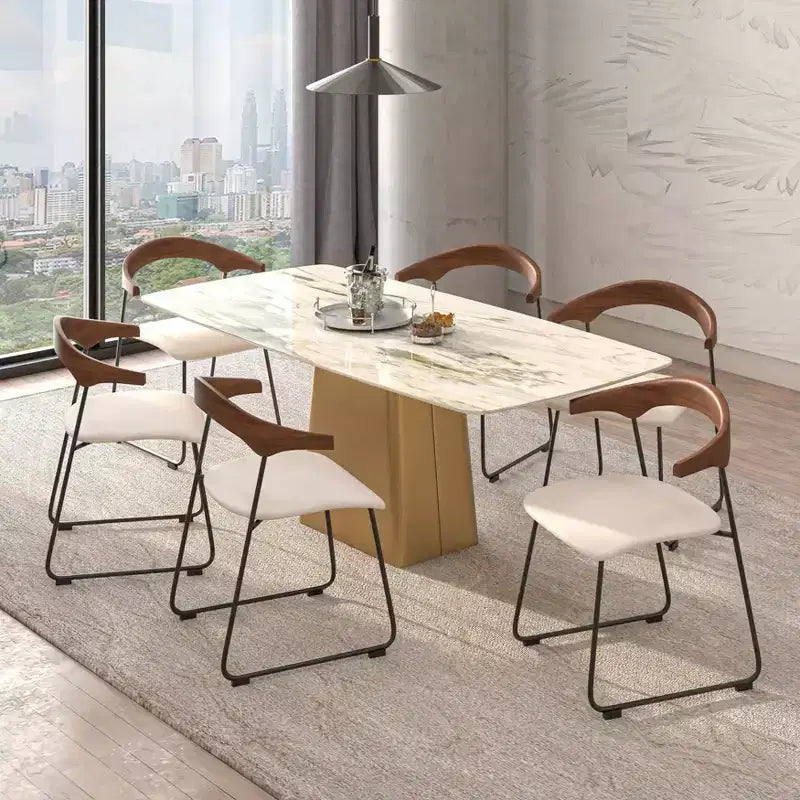 Sedia da Pranzo Imbottita con Schienale in Faggio e Gambe in Ferro – Set da 4