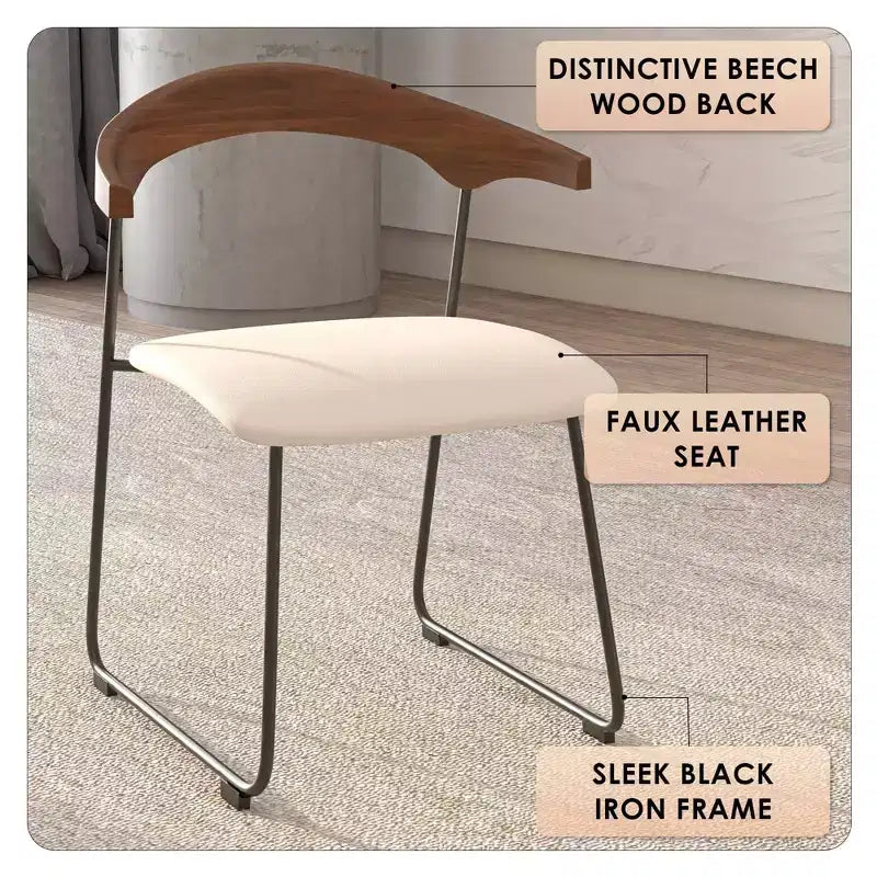 Sedia da Pranzo Imbottita con Schienale in Faggio e Gambe in Ferro – Set da 4