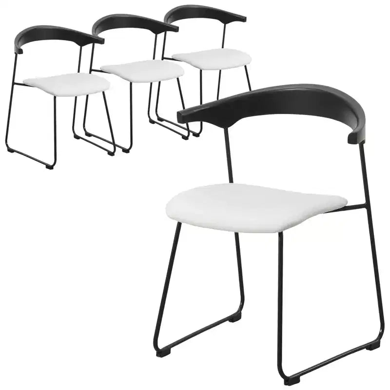 Sedia da Pranzo Imbottita con Schienale in Faggio e Gambe in Ferro – Set da 4