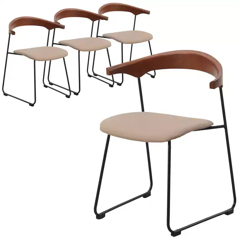 Sedia da Pranzo Imbottita con Schienale in Faggio e Gambe in Ferro – Set da 4