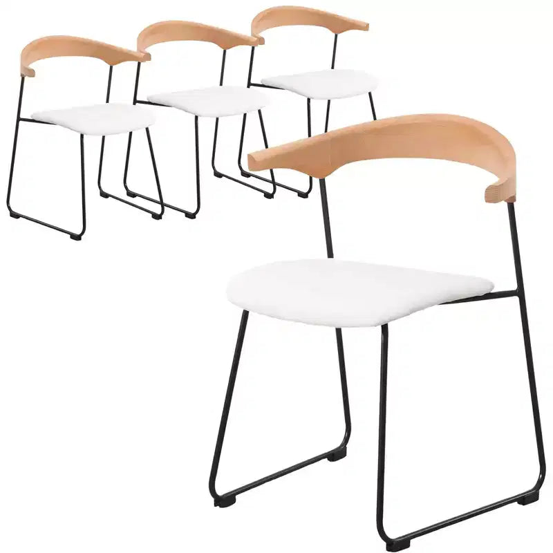 Sedia da Pranzo Imbottita con Schienale in Faggio e Gambe in Ferro – Set da 4