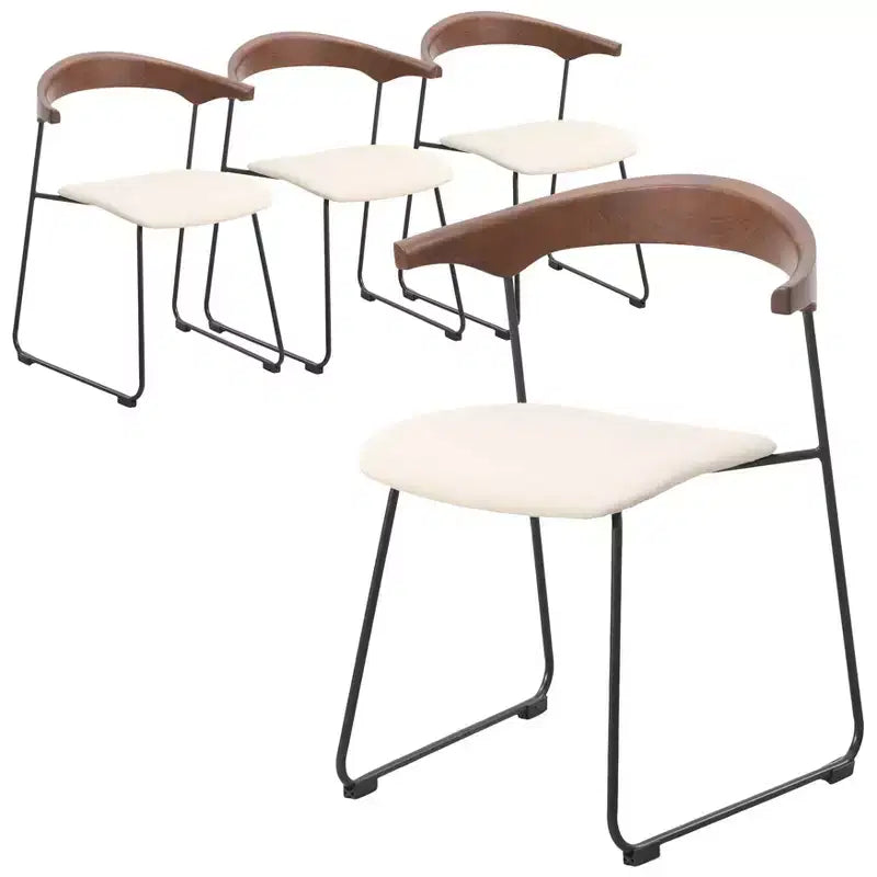 Sedia da Pranzo Imbottita con Schienale in Faggio e Gambe in Ferro – Set da 4