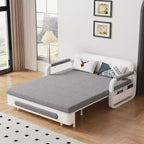 Divano letto convertibile da 60" – Letto estraibile, Base contenitore, Tasche laterali, Lino