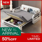 Divano letto convertibile da 60" – Letto estraibile, Base contenitore, Tasche laterali, Lino